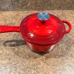 Small Cast Iron Enamel Sauce Pan with Lid - Read Description